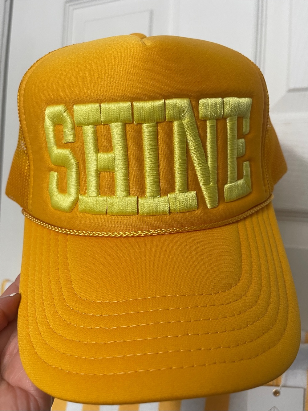 "SHINE" Trucker Hat Golden Yellow & Large Terrycloth Beach Bag NEW